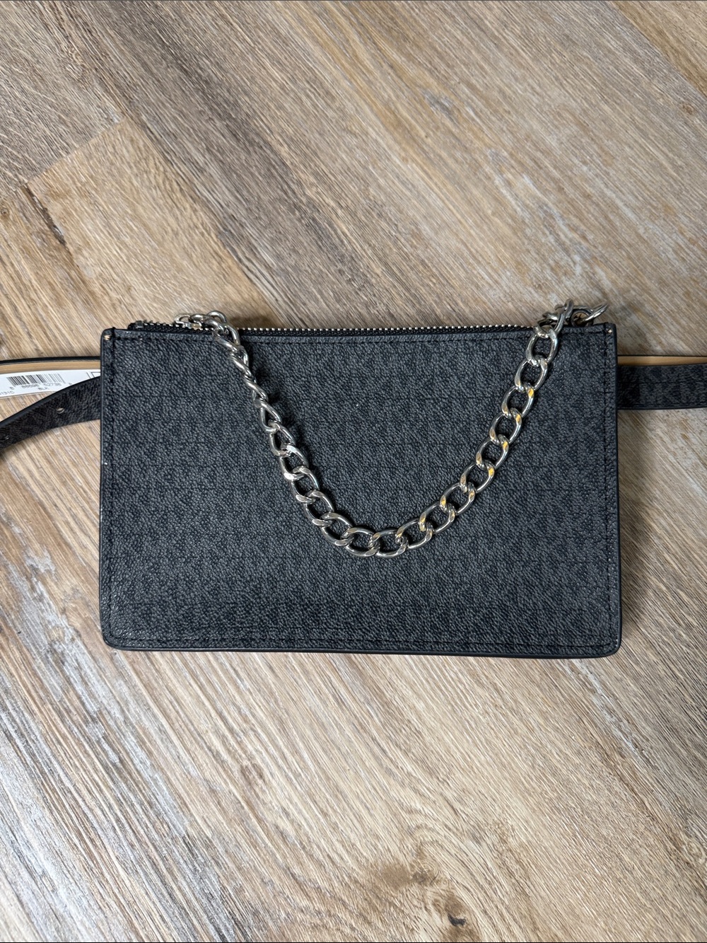 Michael Kors Black Logo Crossbody Belt Bag with Gold Chain - Picture 2 of 7